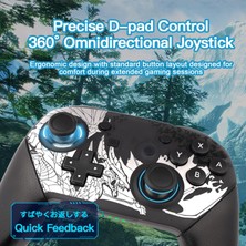 CoverZone Pc Uyumlu Controller Switch Pro Uyumlu Kablosuz Oyun Kolu Kumanda Kablolu ve Kablosuz Joystick Gamepad HAC013 Siyah