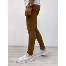 Erkek Slim Fit Kahverengi Pantolon