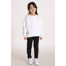 Yazı Baskılı Ekru Renk Kız Çocuk Sweat