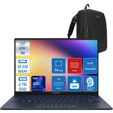 Asus Zenbook 14 OLED Ultra 7 155H 16GB LPDDR5X 2tb SSD Intel Arc 14" OLED Wuxga 0.2ms WIN11PRO Taşınabilir Bilgisayar QD511WP03 + Zettaçanta