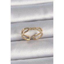 Clariss Pirinç Gold Renk Ayarlanabilir Zirkon Taşlı Sarmal Model Kadın Yüzük