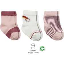 Bibaby Çorap Soket 3lü Penye Rainbow Bistyle Pudra