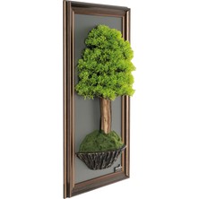 Bonsai Tablaeu - 6C - Mdf Plaka Üzerinde Çerçeveli 3 Boyutlu Yapay Ağaç Tablosu 33X60 cm