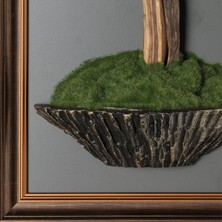 Bonsai Tablaeu - 6C - Mdf Plaka Üzerinde Çerçeveli 3 Boyutlu Yapay Ağaç Tablosu 33X60 cm