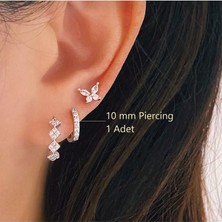 Heppii 10 mm Silver Renk Taşlı Halka Piercing Helix Lob Conch Kıkırdak