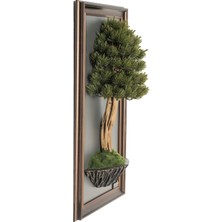 Bonsai Tablaeu - 4B - Mdf Plaka Üzerinde Çerçeveli 3 Boyutlu Yapay Ağaç Tablosu 33X60 cm