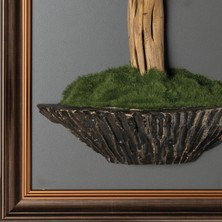 Bonsai Tablaeu - 4B - Mdf Plaka Üzerinde Çerçeveli 3 Boyutlu Yapay Ağaç Tablosu 33X60 cm