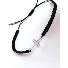 Keskin Gümüş Gümüş Siyah Ip Haç Tasarım Saat Yanına Şans Bileklik Öğretmenler Günü Hediye