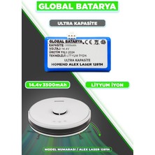 Global Batarya Homend Alex Laser 1281H Akıllı Robot Süpürge Bataryası 14.4V 3500MAH Li-Ion Pil (Ultra Kapasite)