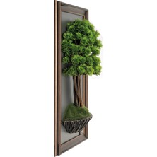 Bonsai Tablaeu - 7b - Mdf Plaka Üzerinde Çerçeveli 3 Boyutlu Yapay Ağaç Tablosu 33X60 cm