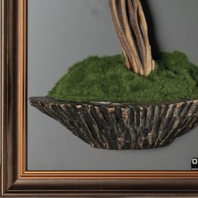 Bonsai Tablaeu - 7b - Mdf Plaka Üzerinde Çerçeveli 3 Boyutlu Yapay Ağaç Tablosu 33X60 cm