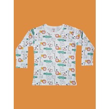 Uzun Kollu Desenli Çocuk Pijama Takım #baskılıçocukpijamatakım #çamaşırbahçesi #aslandesenli