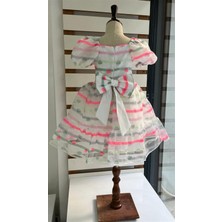 Pamina Kalp Baskılı Renkli Abiye 4-8 Yaş