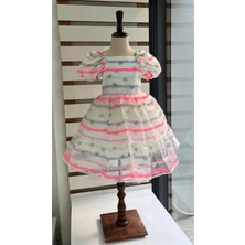 Pamina Kalp Baskılı Renkli Abiye 4-8 Yaş