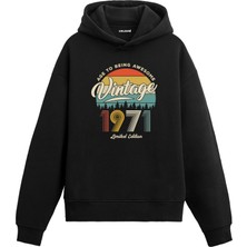 Colermi 1971 Vintage Nostalji Doğum Günü Hediyesi Vintage Tasarım Kapşonlu Sweatshirt