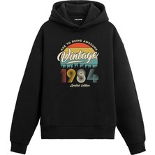 Colermi 1984 Vintage Nostalji Doğum Günü Hediyesi Vintage Tasarım Kapşonlu Sweatshirt