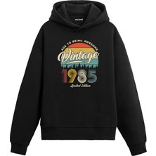 Colermi 1985 Vintage Nostalji Doğum Günü Hediyesi Vintage Tasarım Kapşonlu Sweatshirt