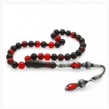 Karışık Renk Ateş Kehribar Gümüş Kazaz Püsküllü Tesbih