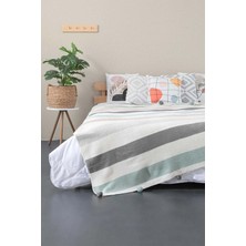 Aksu Ponpon Pamuklu Tek  Kişilik Battaniye 150X200 cm