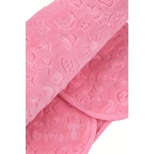Şmtstyle Yumuşak Peluş Kabartmalı Pembe Bebek Battaniyesi