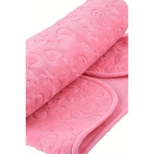 Şmtstyle Yumuşak Peluş Kabartmalı Pembe Bebek Battaniyesi