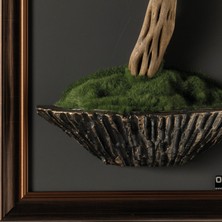 Bonsai Tablaeu -3-3A - Mdf Plaka Üzerinde Çerçeveli 3 Boyutlu Yapay Ağaç Tablosu 33X60 cm