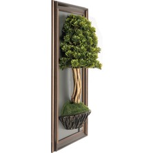 Bonsai Tablaeu - 5b - Mdf Plaka Üzerinde Çerçeveli 3 Boyutlu Yapay Ağaç Tablosu 33X60 cm