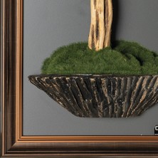 Bonsai Tablaeu - 5b - Mdf Plaka Üzerinde Çerçeveli 3 Boyutlu Yapay Ağaç Tablosu 33X60 cm