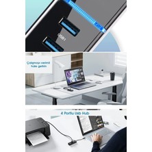 USB Çoğaltıcı, USB Çoklayıcı 4 Port USB 3.0 Süper Hızlı 30 cm Kablo Uzunluğu