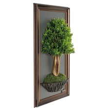 Bonsai Tablaeu - 1A - Mdf Plaka Üzerinde Çerçeveli 3 Boyutlu Yapay Ağaç Tablosu 33X60 cm