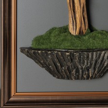 Bonsai Tablaeu - 1A - Mdf Plaka Üzerinde Çerçeveli 3 Boyutlu Yapay Ağaç Tablosu 33X60 cm