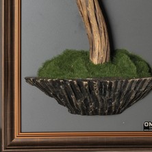 Bonsai Tablaeu - 3-1A - Mdf Plaka Üzerinde Çerçeveli 3 Boyutlu Yapay Ağaç Tablosu 33X60 cm