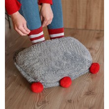 Özgüner Oyuncak Gri Peluş Ayak Isıtıcısı Kadınlar İçin Şık Panduf Tasarımı