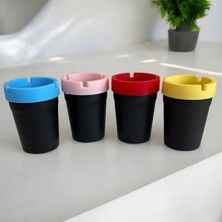 Dore Voir 4 Adet Sert Plastik Kokusuz Küllük/ Kapaklı Küllük -Boy 10.5cm/4 Renk Fosforlu Seri