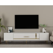 Cantek Dizayn DEKOP1CT Tv Sehpası Beyaz-Altın