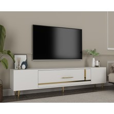 Cantek Dizayn DEKOP1CT Tv Sehpası Beyaz-Altın