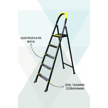 Karen Banyo Alp Siyah 4+1 Metal Basamaklı Katlanabilir Merdiven