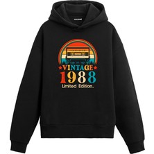 Colermi Retro 1988 Mixtape Limited Edition Doğum Günü Hediyesi Vintage Tasarım Kapşonlu Sweatshirt
