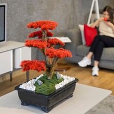 Atlas Bonsai-3-1 Masaüstü Kullanıma Uygun Doğal Ağaç Gövdeli Yapay Bonsai Ağacı - 50X60 cm