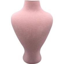 Megass Dekor Yerli Üretim Zeus Model Süet Kumaş Pembe Renk 29/ 22 cm Takım Kolye Sergileme Mankeni
