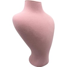 Megass Dekor Yerli Üretim Zeus Model Süet Kumaş Pembe Renk 29/ 22 cm Takım Kolye Sergileme Mankeni