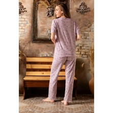 Bambu Pamuk V Yaka Kısa Kol Kadın Pijama Takımı