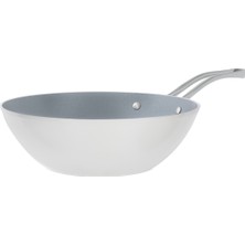 Madame Coco Nano Seramik Wok Tava - Beyaz/antrasit - 28 cm