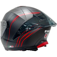 Sway Sw 865 Space Black Red Güneş Vizörlü Kask