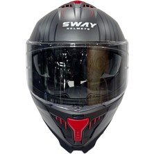 Sway Sw 865 Space Black Red Güneş Vizörlü Kask