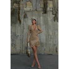 Sindi Moda Anastasia Sim Detay Volanlı Elbise