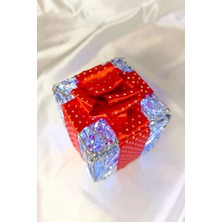 Yılbaşı Ağacı Noel LED Işıklı Hediye Kutusu Paketi Yılbaşı Gümüş 10*10*10
