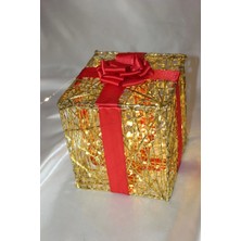 Yılbaşı Ağacı Noel LED Işıklı Hediye Kutusu Paketi Yılbaşı Gold 15*15*15