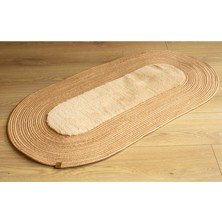 Klappe Desıgn Hasır Jüt Kaymaz Taban Banyo Antre Paspası Tekli Oval 100CM x 55CM