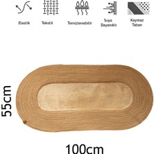 Klappe Desıgn Hasır Jüt Kaymaz Taban Banyo Antre Paspası Tekli Oval 100CM x 55CM